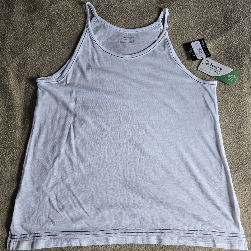 NWT Eddie Bauer Women's Tencel Mountain Town Swing Tank White Size Medium